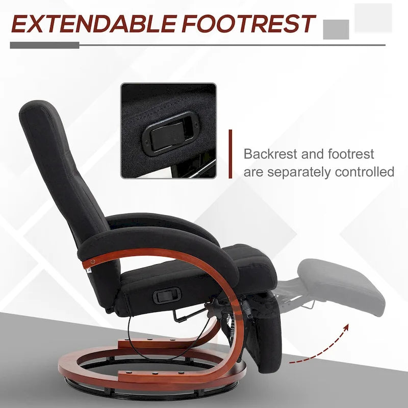 Fauteuil inclinable manuel pour adultes, fauteuil inclinable pivotant réglable avec repose-pieds