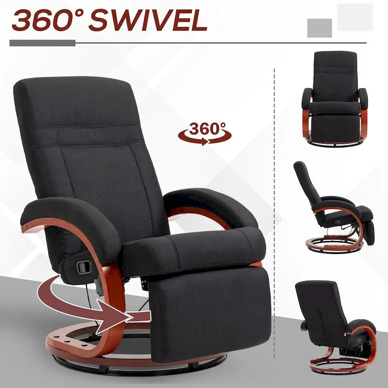 Fauteuil inclinable manuel pour adultes, fauteuil inclinable pivotant réglable avec repose-pieds