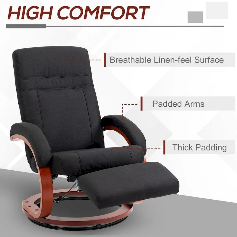 Fauteuil inclinable manuel pour adultes, fauteuil inclinable pivotant réglable avec repose-pieds