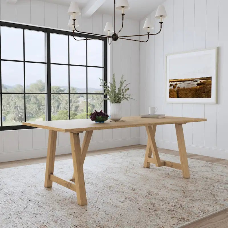 Table à manger en bois marron Trestle - 82 x 30 x 38