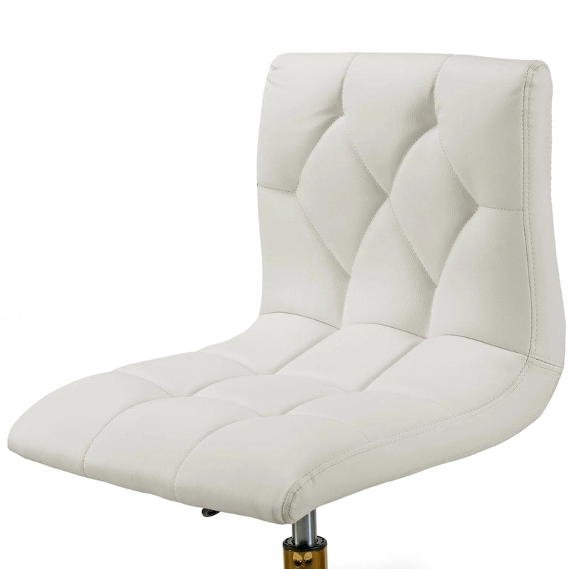 Fauteuil de bureau pivotant réglable en hauteur crème avec base de roulettes dorées