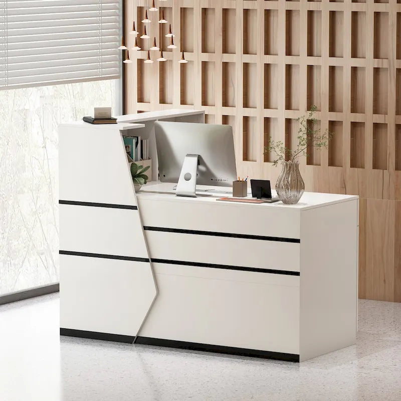 Bureau d'ordinateur de réception 1 tiroir avec une porte