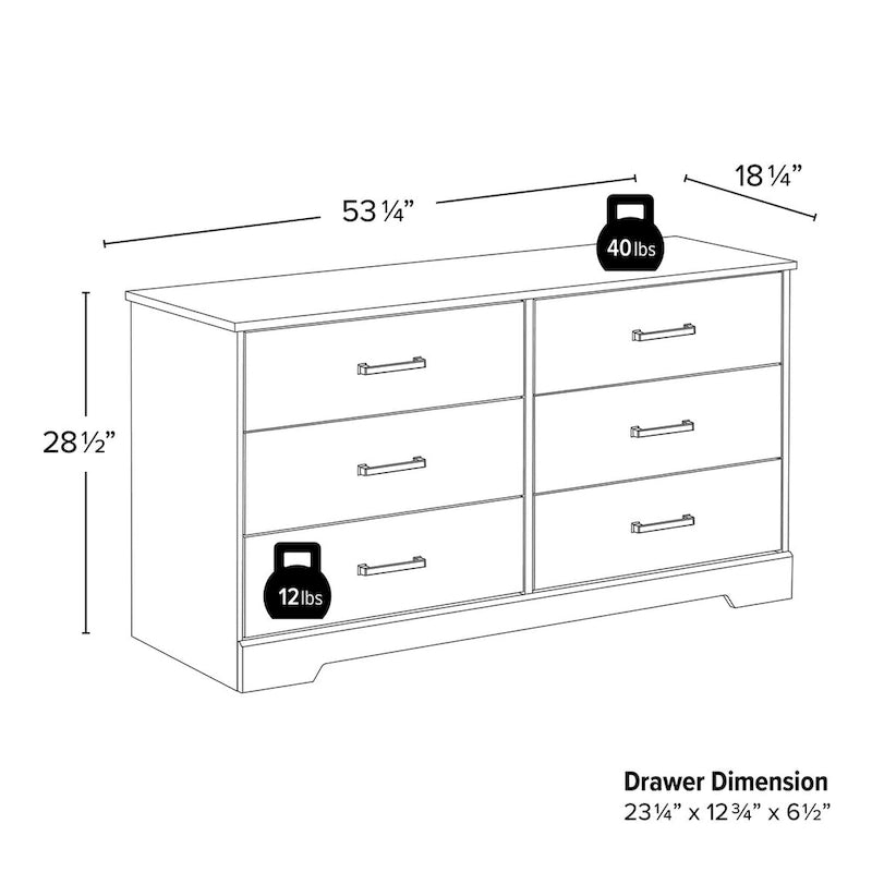 Commode de ferme, commode de chambre en bois avec 6 tiroirs de rangement