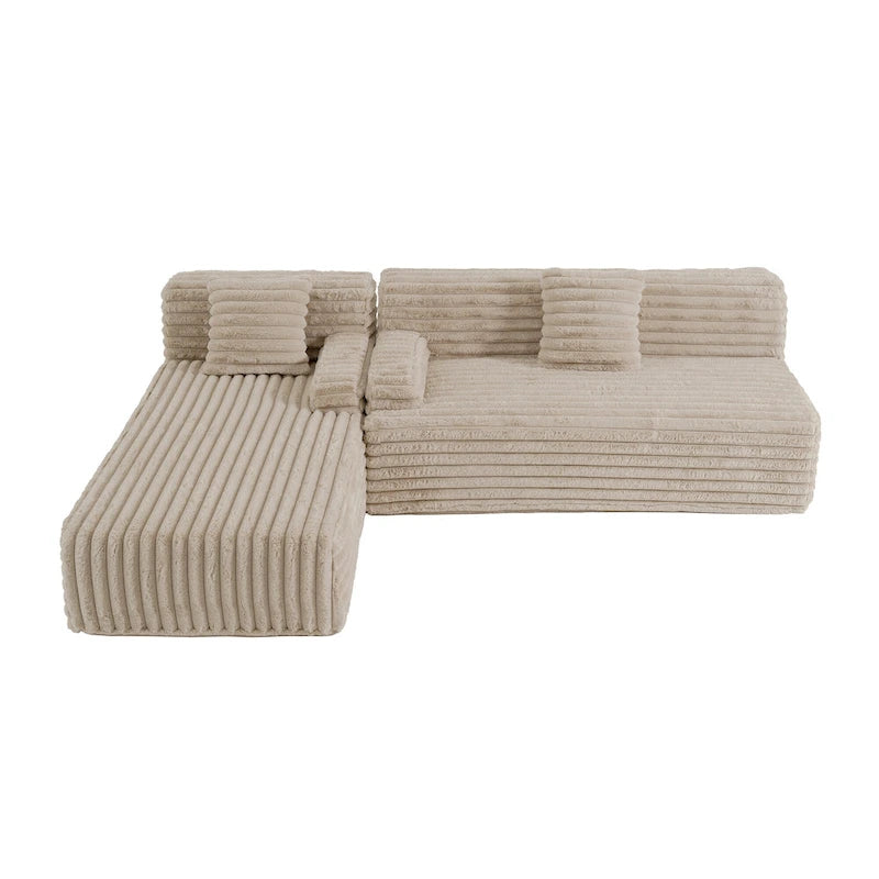 Canapé d’angle Cloud, canapé moderne rembourré avec 2 coussins décoratifs, canapé modulable combiné, canapé d’angle modulable en L