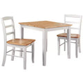 Ensemble table à manger 3 pièces avec 2 chaises à dossier à barreaux, blanc/naturel – International Concepts : bois massif, carrée, non extensible