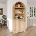 Armoire arquée haute de 183 cm, bibliothèque arquée à 5 niveaux avec doubles portes et étagère réglable, bibliothèque en bois avec rangement pour bureau à domicile