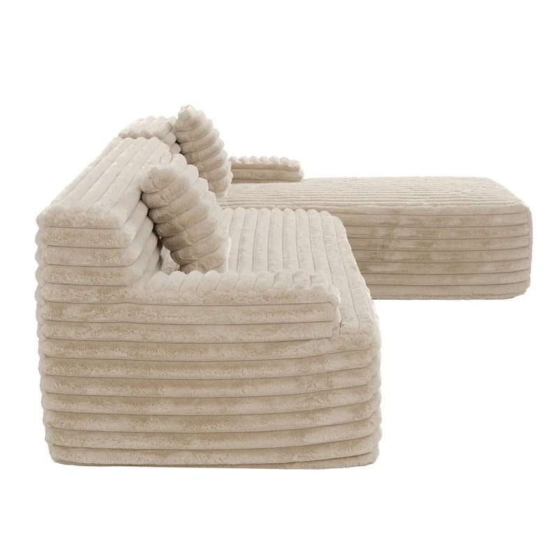 Canapé d’angle Cloud, canapé moderne rembourré avec 2 coussins décoratifs, canapé modulable combiné, canapé d’angle modulable en L