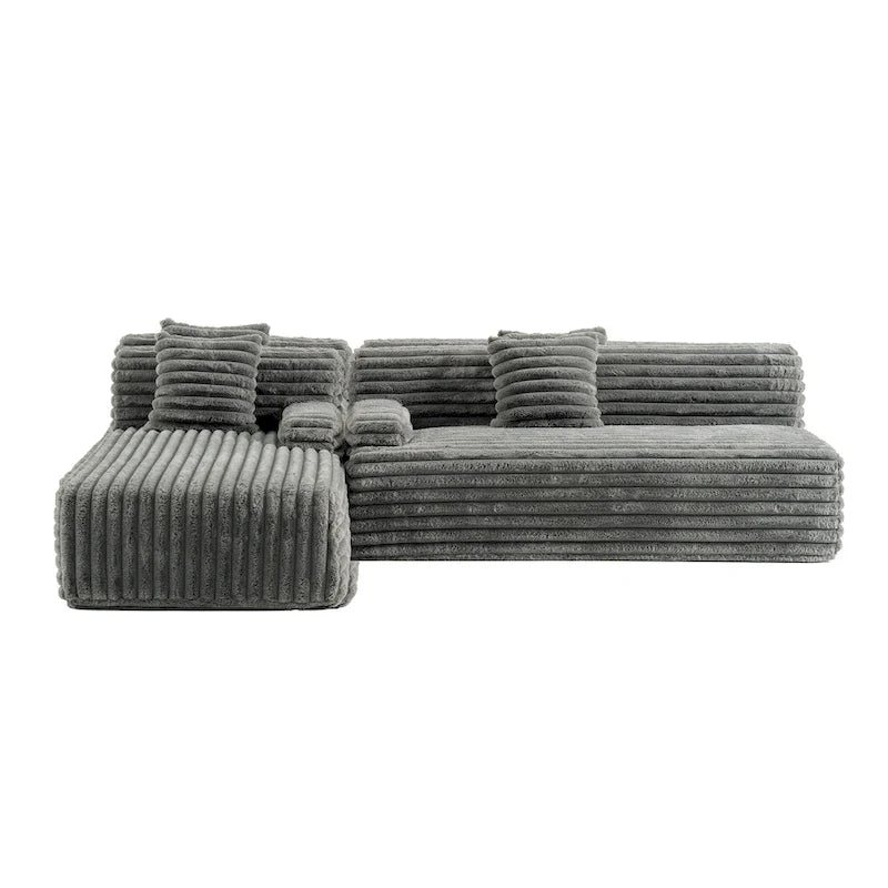 Canapé d’angle Cloud, canapé moderne rembourré avec 2 coussins décoratifs, canapé modulable combiné, canapé d’angle modulable en L