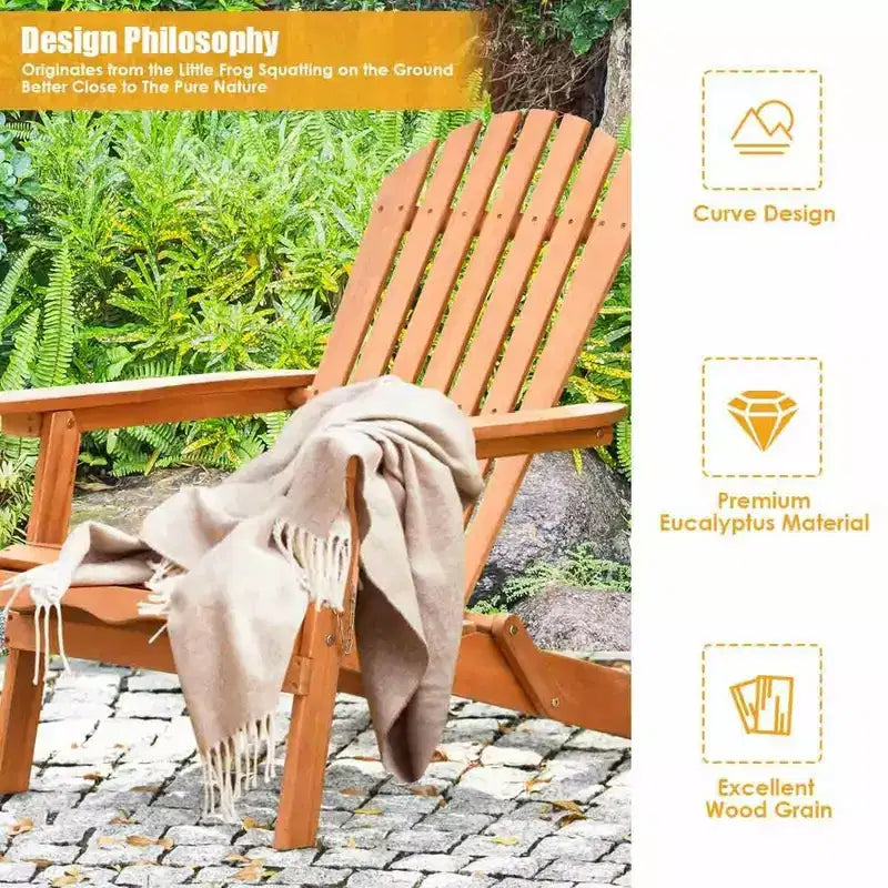 Lot de 4 chaises Adirondack pliables Costway en bois d'eucalyptus, naturel
