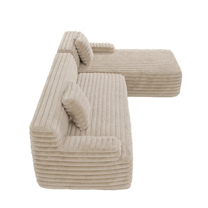 Canapé d’angle Cloud, canapé moderne rembourré avec 2 coussins décoratifs, canapé modulable combiné, canapé d’angle modulable en L