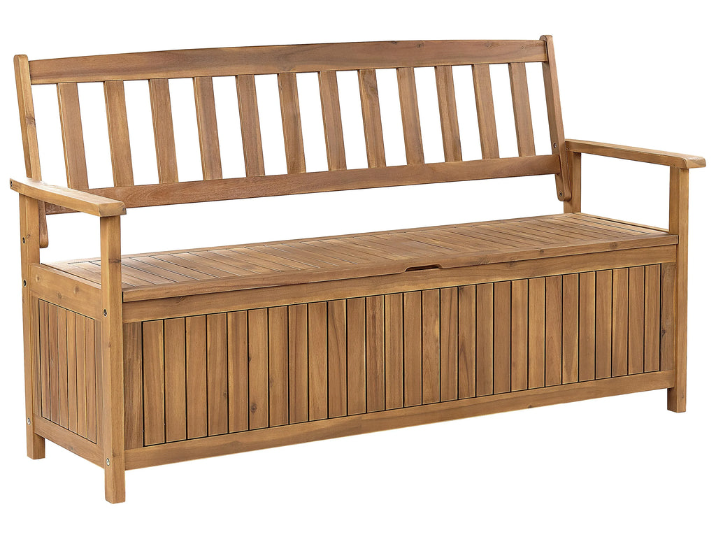 Banc de jardin 160 cm avec coffre de rangement Bois d'acacia Marron