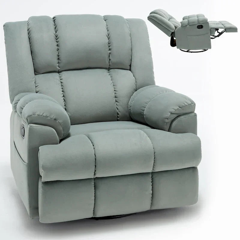 Fauteuil inclinable pivotant et à bascule en tissu Lazy Boy, grand fauteuil berçant manuel rembourré à l’excès avec accoudoirs à coussinet et dossier rembourré