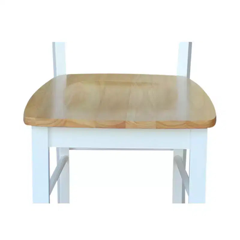 Ensemble table à manger 3 pièces avec 2 chaises à dossier à barreaux, blanc/naturel – International Concepts : bois massif, carrée, non extensible