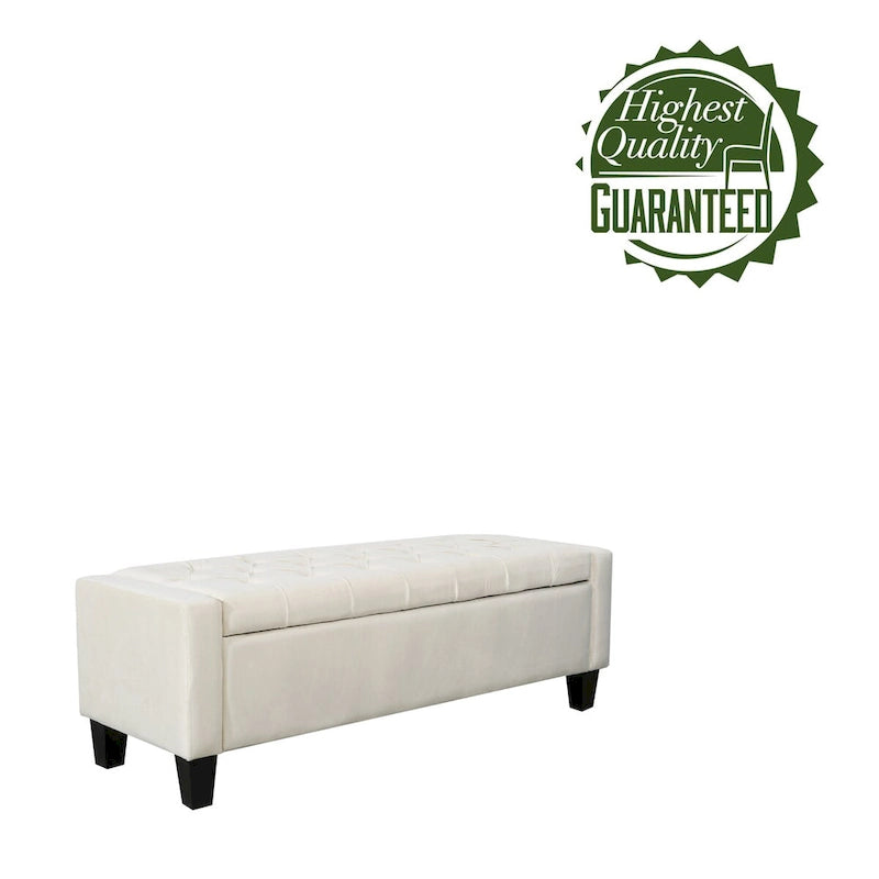 Banc de rangement capitonné en velours avec dessus rabattable