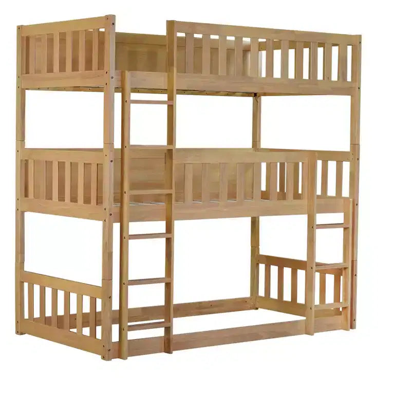 Lit superposé triple pour enfants, lit superposé trois places détachable avec échelle et barrière de sécurité, se sépare en 3 lits