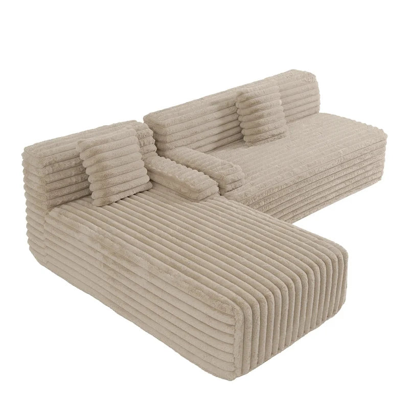 Canapé d’angle Cloud, canapé moderne rembourré avec 2 coussins décoratifs, canapé modulable combiné, canapé d’angle modulable en L