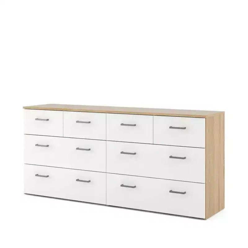 Tvilum, Commode double à 8 tiroirs chêne structure/blanc