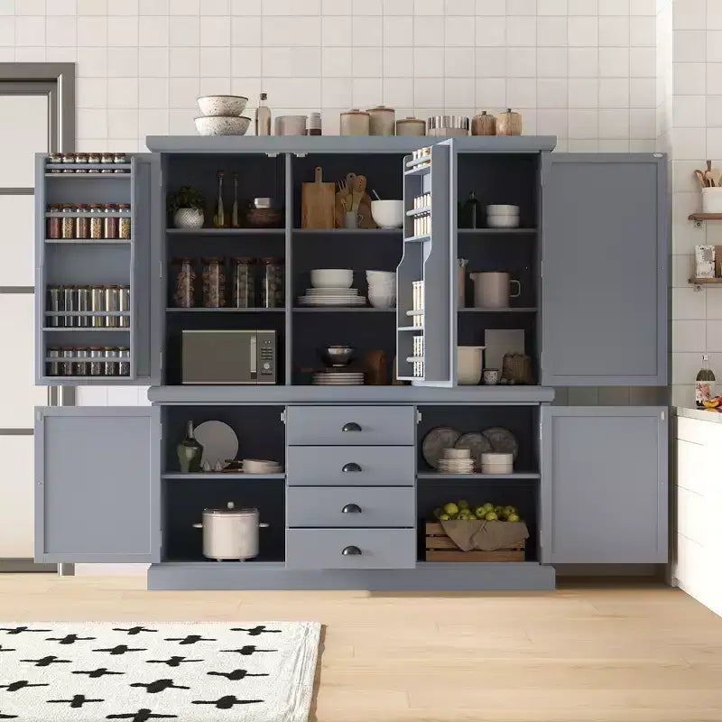 Garde-manger de cuisine autoportant Whisen 73 avec tiroirs et étagères réglables pour le rangement et l'organisation dans la salle à manger ou la cuisine