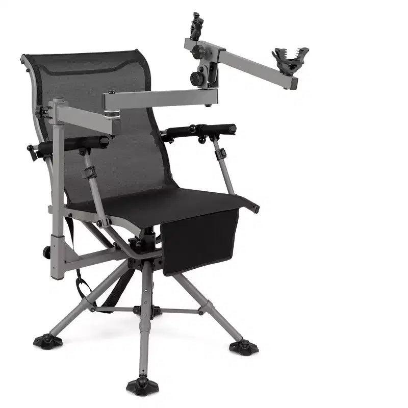 Chaise de Chasse Portable Costway avec Rotation à 360°, Pieds Réglables et Accoudoirs Porte-gobelet