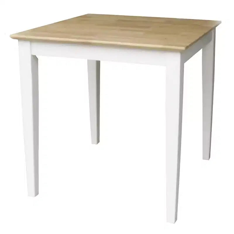 Ensemble table à manger 3 pièces avec 2 chaises à dossier à barreaux, blanc/naturel – International Concepts : bois massif, carrée, non extensible