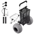 Chariot de plage VEVOR avec grandes roues pour le sable, plateforme de chargement 50,8 x 38,1 cm, chariot de sable pliant avec 2 roues ballon, capacité de charge 75 kg, argenté+noir