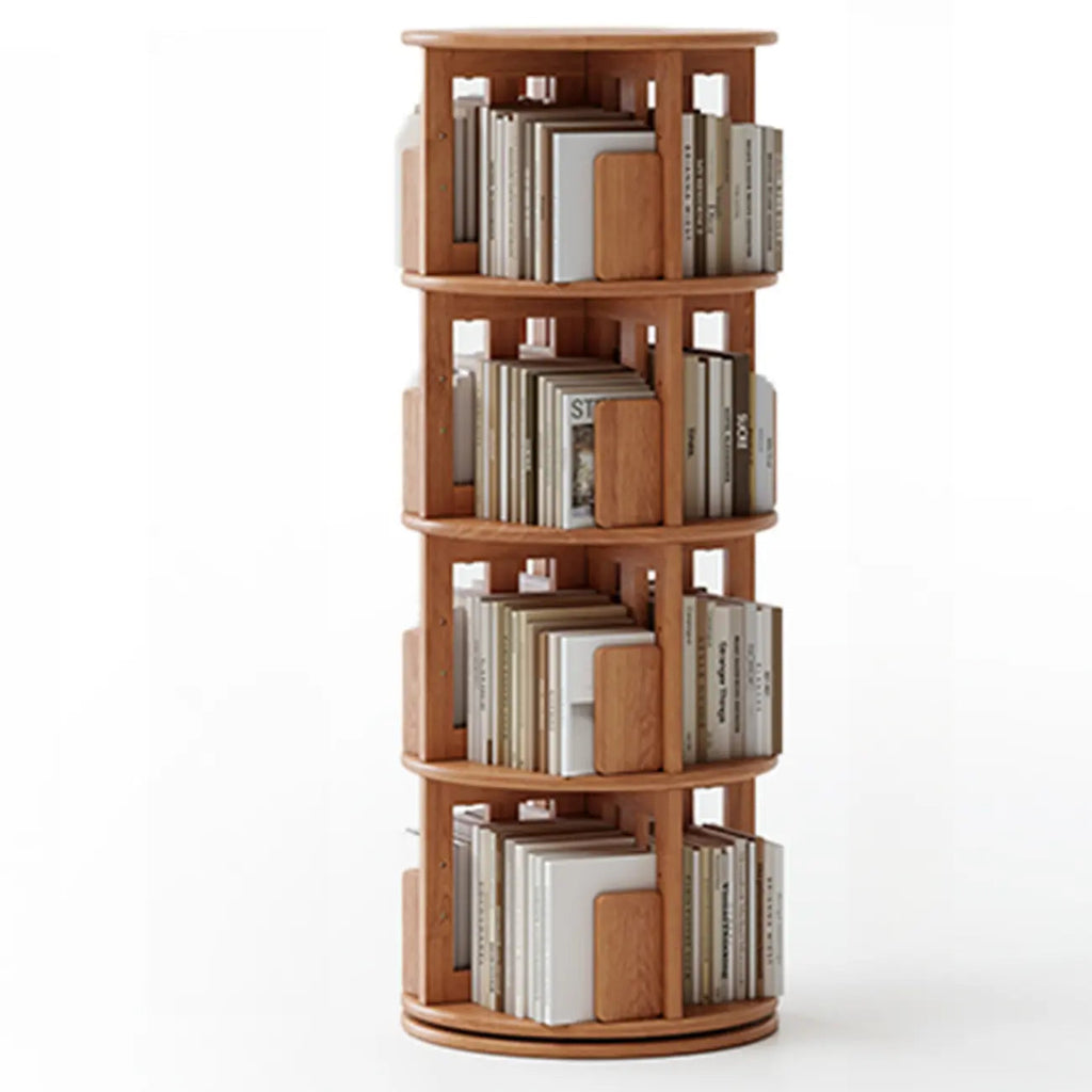 Bibliothèque verticale étroite rotative en bois