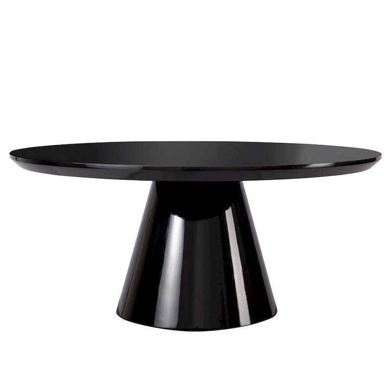 Table basse conique moderne pour salon, finition haute brillance, diamètre de 35,4 po, noire ou blanche