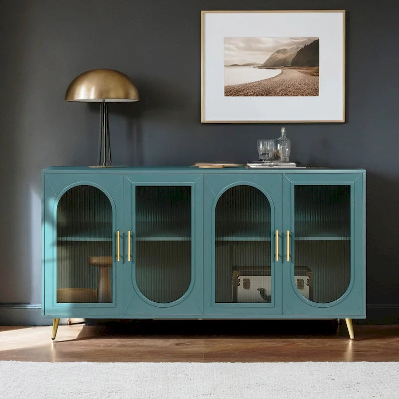 Meuble TV pour téléviseur de 65 pouces et plus, meuble TV en bois avec placard de rangement et étagères réglables, console multimédia pour salon ou chambre