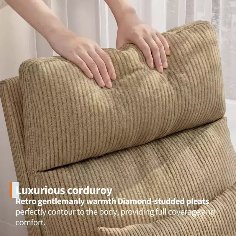 Fauteuil à bascule moderne avec oreiller et poches latérales, pour salon, chambre à coucher