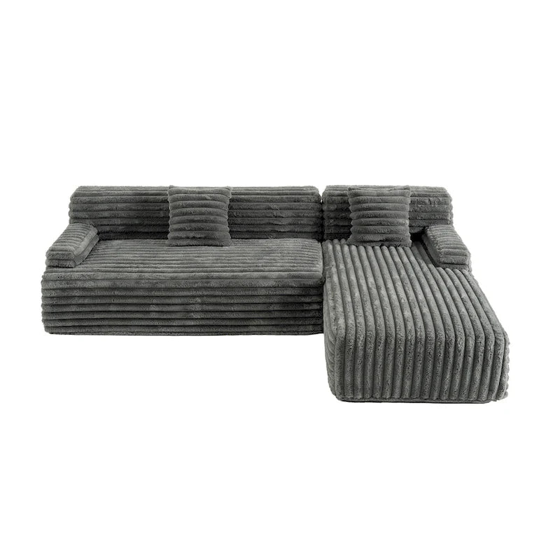 Canapé d’angle Cloud, canapé moderne rembourré avec 2 coussins décoratifs, canapé modulable combiné, canapé d’angle modulable en L