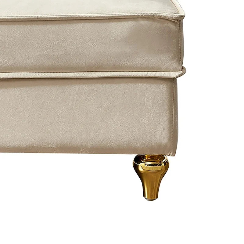 Fauteuil méridienne de rangement élégant français en velours avec coussin