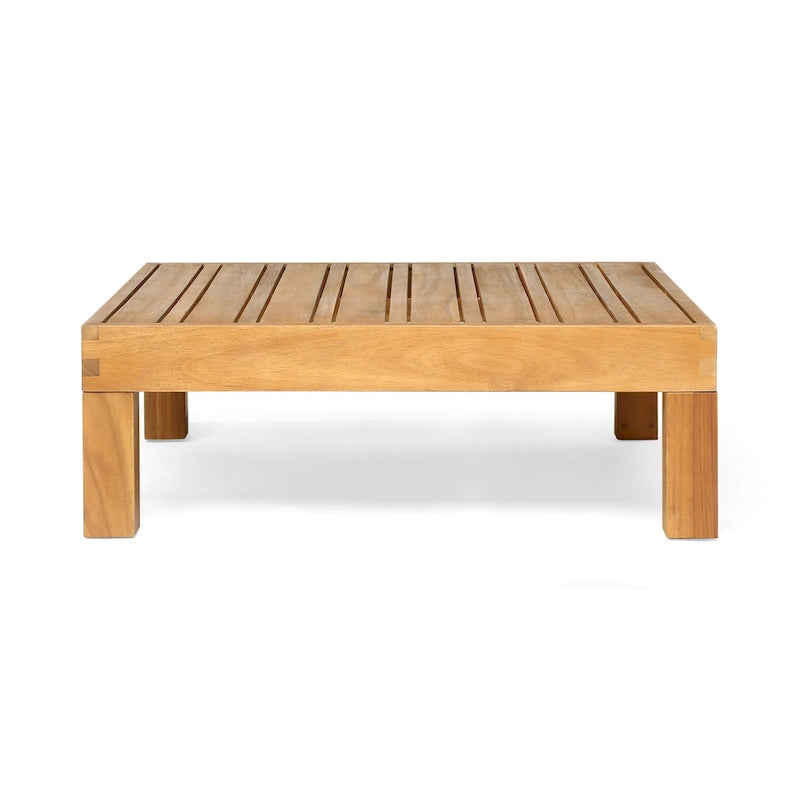 Causeuse d'extérieur Oana en bois d'acacia avec accoudoir gauche et table basse avec coussin par Christopher Knight Home