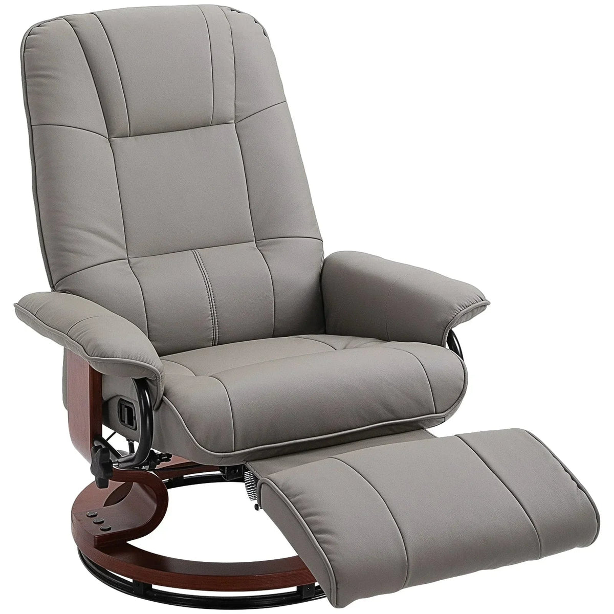 Fauteuil inclinable HomCom en similicuir avec base pivotante manuelle réglable et repose-pieds confortable et relaxant