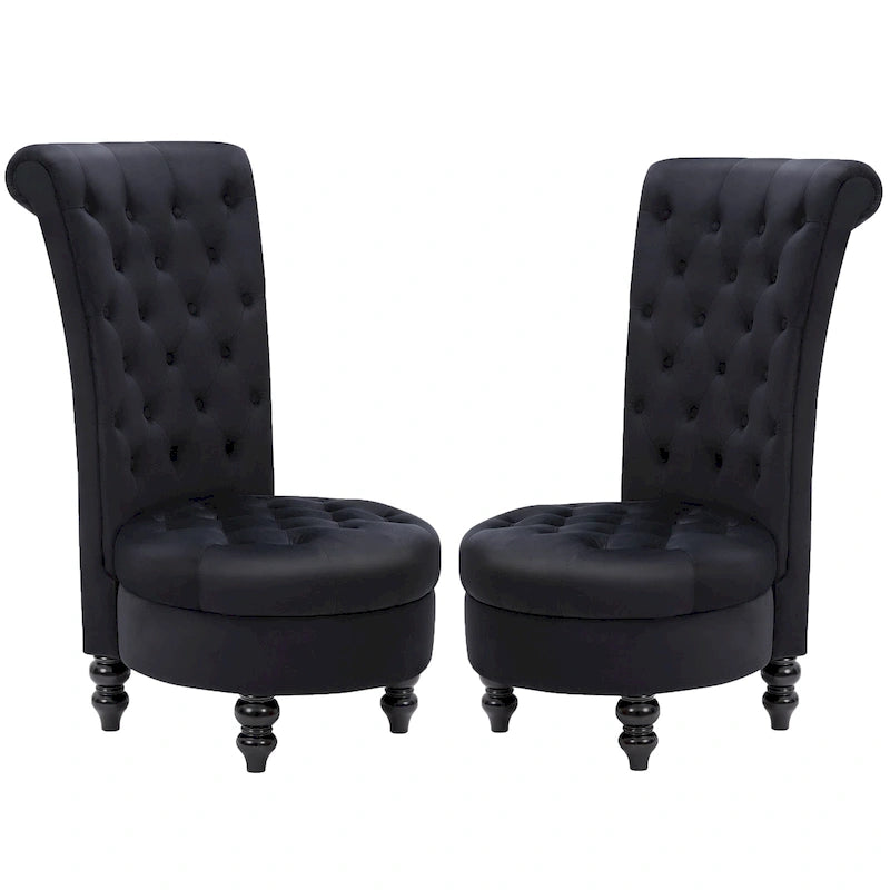 AVAWING Lot de 2 chaises de trône royales rembourrées et pieds en bois d'hévéa