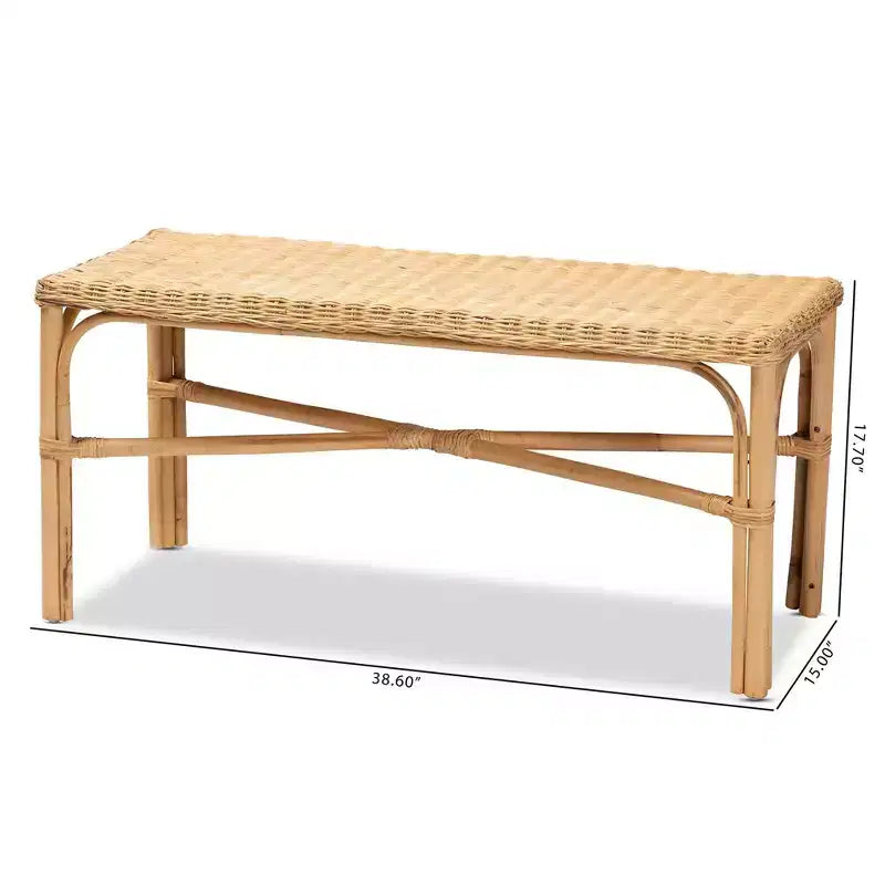 Banc d'appoint en rotin Cacaban naturel/marron - bali & pari : Fabriqué à la main, mobilier d'intérieur, siège d'entrée